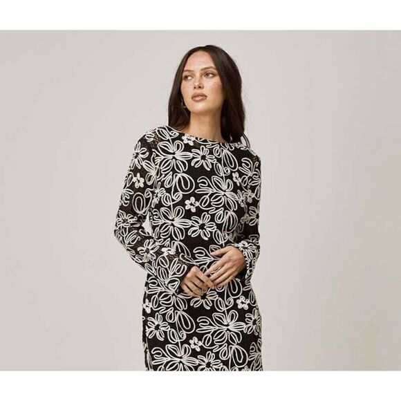 MON RENN KAMALI MIDI DRESS BLACK AND WHITE -VACATION size S NWT$259 - Picture 2 of 7